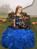 Dramatic Sleeveless Lace Up Floor Length Embroidery and Ruffles Kids Pageant Dress(SKU PAG1286-7BIZ)