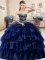 Navy Blue Sweetheart Neckline Ruffled Layers Quinceanera Dresses Sleeveless Lace Up