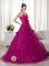 Antioquia colombia Remarkable Brush Train and Hand Made Flowers Quinceanera Dress With Fuchsia Sweetheart