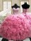Rose Pink Sweetheart Lace Up Beading and Ruffles Sweet 16 Quinceanera Dress Sleeveless