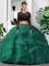 Attractive Tulle Scoop Long Sleeves Backless Lace and Ruffles 15th Birthday Dress in Dark Green