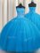 Perfect Big Puffy Blue Sweetheart Neckline Beading Sweet 16 Quinceanera Dress Sleeveless Lace Up