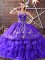 Purple Vestidos de Quinceanera Sweet 16 and Quinceanera with Embroidery and Ruffled Layers Sweetheart Sleeveless Lace Up