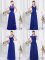 Royal Blue Zipper V-neck Lace and Ruffles and Ruching Vestidos de Damas Chiffon Sleeveless