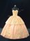 Peach Sleeveless Satin Lace Up Sweet 16 Dresses for Sweet 16 and Quinceanera