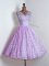 Comfortable Lilac Court Dresses for Sweet 16 Prom and Party and Wedding Party with Lace V-neck Sleeveless Lace Up