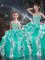 High End Multi-color Sleeveless Floor Length Beading and Ruffles Lace Up Quince Ball Gowns