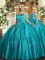 Artistic Teal Strapless Lace Up Ruching Sweet 16 Dresses Sleeveless