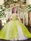 Floor Length Yellow Green Girls Pageant Dresses Straps Sleeveless Lace Up