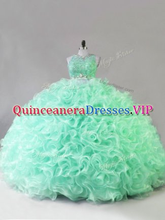Apple Green Sleeveless Beading and Ruffles Sweet 16 Quinceanera Dress