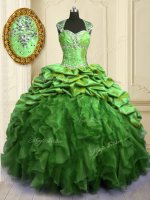 Gorgeous Quinceanera Dress Military Ball and Sweet 16 and Quinceanera with Beading and Ruffles and Pick Ups Sweetheart Cap Sleeves Brush Train Lace Up(SKU PSSW0181-3BIZ)