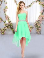 Discount Green Empire Chiffon Sweetheart Sleeveless Belt High Low Lace Up Court Dresses for Sweet 16