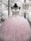 Excellent Baby Pink Sleeveless Beading and Ruffles Floor Length Quinceanera Gown