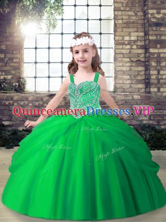 Straps Lace Up Beading and Pick Ups Little Girls Pageant Gowns Sleeveless