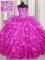 Beauteous Ruffled Layers Floor Length Fuchsia Sweet 16 Quinceanera Dress Sweetheart Sleeveless Lace Up