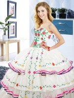 Colorful Sweetheart Sleeveless Organza and Taffeta Sweet 16 Dress Embroidery and Ruffled Layers Lace Up