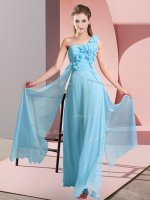 Sleeveless Floor Length Hand Made Flower Lace Up Damas Dress with Aqua Blue(SKU BMT0366-6BIZ)