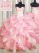 Unique Visible Boning Two Tone Floor Length Ball Gowns Sleeveless Pink And White Vestidos de Quinceanera Lace Up