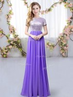 Lavender Zipper Scoop Sequins Dama Dress Chiffon Short Sleeves(SKU BMT0479-3BIZ)