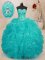 Wonderful Aqua Blue Organza Lace Up Quince Ball Gowns Sleeveless Floor Length Beading and Ruffles