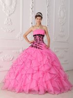 Iowa Falls Iowa/IA Sweet Hot Pink Quinceanera Dress With Appliques and Ruffled Decorate