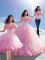 Traditional Baby Pink Sleeveless Tulle Brush Train Lace Up Quinceanera Dress for Military Ball and Sweet 16 and Quinceanera