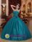 Northridge California/CA Sweetheart In Soecial Design Hand Made Flowers Teal Unique Quinceanera Dress