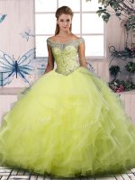 Sleeveless Beading and Ruffles Lace Up Quinceanera Gown