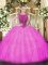 Gorgeous Lilac Ball Gowns Beading and Ruffles Quinceanera Dresses Zipper Tulle Sleeveless