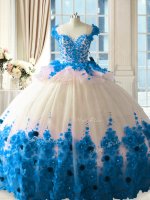 Customized Sleeveless Brush Train Zipper Hand Made Flower Quinceanera Gown(SKU PSSW1145-7BIZ)