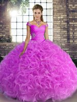 Fabric With Rolling Flowers Sleeveless Floor Length Quinceanera Gowns and Beading