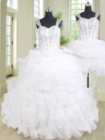 Fantastic Three Piece Straps Sleeveless Lace Up Floor Length Beading and Ruffles Sweet 16 Quinceanera Dress(SKU PSSW0260KC002BIZ)