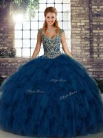 Cheap Organza Sleeveless Floor Length Quinceanera Gown and Beading and Ruffles