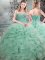 Attractive Apple Green Lace Up Sweetheart Beading and Ruffles Ball Gown Prom Dress Organza Sleeveless
