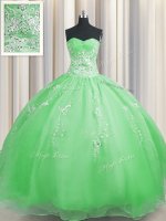 Most Popular Zipper Up Beading and Appliques Sweet 16 Quinceanera Dress Zipper Sleeveless Floor Length