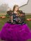 Luxurious Fuchsia Straps Neckline Embroidery and Ruffles Little Girl Pageant Dress Sleeveless Lace Up