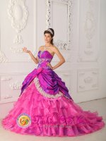 Hot Pink Ruffles Layered Quinceanera Dress With Appliques and Lace in Paragould Arkansas/AR(SKU QDZY352-BBIZ)