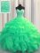 Glamorous Visible Boning Sweetheart Sleeveless Lace Up 15 Quinceanera Dress Turquoise Organza