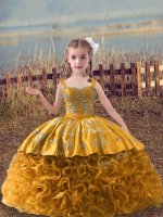 Cheap Lace Up Pageant Dress for Girls Brown for Wedding Party with Embroidery Sweep Train