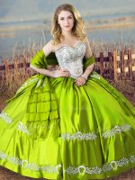 Sleeveless Lace Up Floor Length Beading and Embroidery Quinceanera Gown