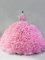 Fabric With Rolling Flowers Scoop Sleeveless Zipper Beading Quinceanera Gown in Pink
