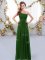 Pretty Floor Length Dark Green Quinceanera Court Dresses One Shoulder Sleeveless Zipper