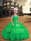 Floor Length Zipper Child Pageant Dress Green for Wedding Party with Embroidery and Ruffled Layers