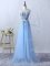 Scoop Sleeveless Tulle Quinceanera Court of Honor Dress Appliques Side Zipper