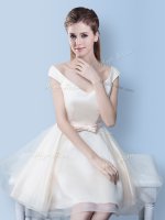 Beautiful Knee Length A-line Cap Sleeves White Quinceanera Court Dresses Lace Up