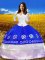 Best Royal Blue Taffeta Lace Up Off The Shoulder 3 4 Length Sleeve Floor Length Quinceanera Gowns Embroidery