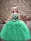 Turquoise Sleeveless Embroidery and Ruffles Floor Length Kids Pageant Dress