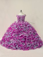 Multi-color Sleeveless Brush Train Beading and Ruffles Sweet 16 Dresses