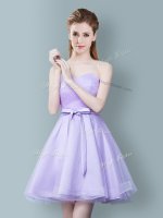 Sleeveless Ruching and Bowknot Zipper Quinceanera Court of Honor Dress