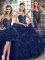 Popular Navy Blue Sleeveless Beading and Ruffles Floor Length 15 Quinceanera Dress